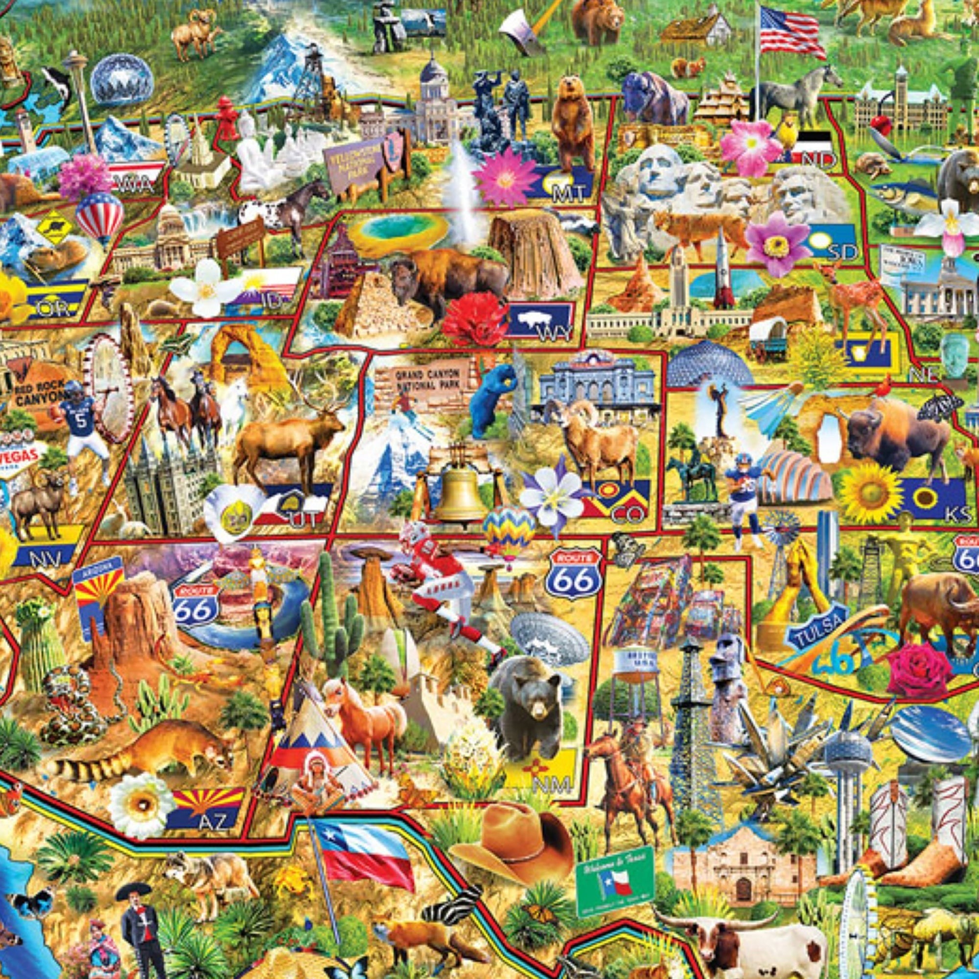 Eurographics US Wonders Illustrated USA Map 2000-Piece Jigsaw Puzzle