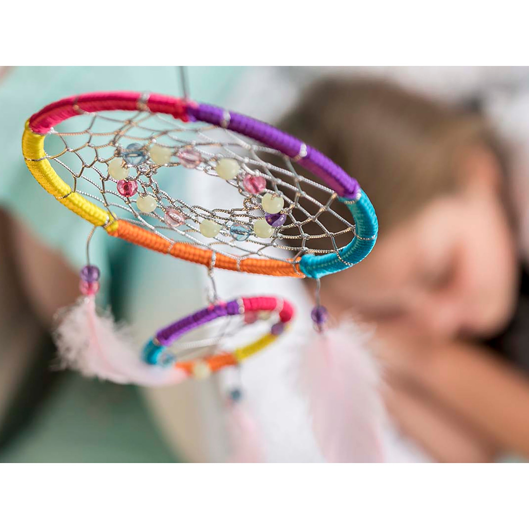 4M KidzMaker Make Your Own Dream Catcher DIY Craft Kit With Glow-In-The-Dark Beads