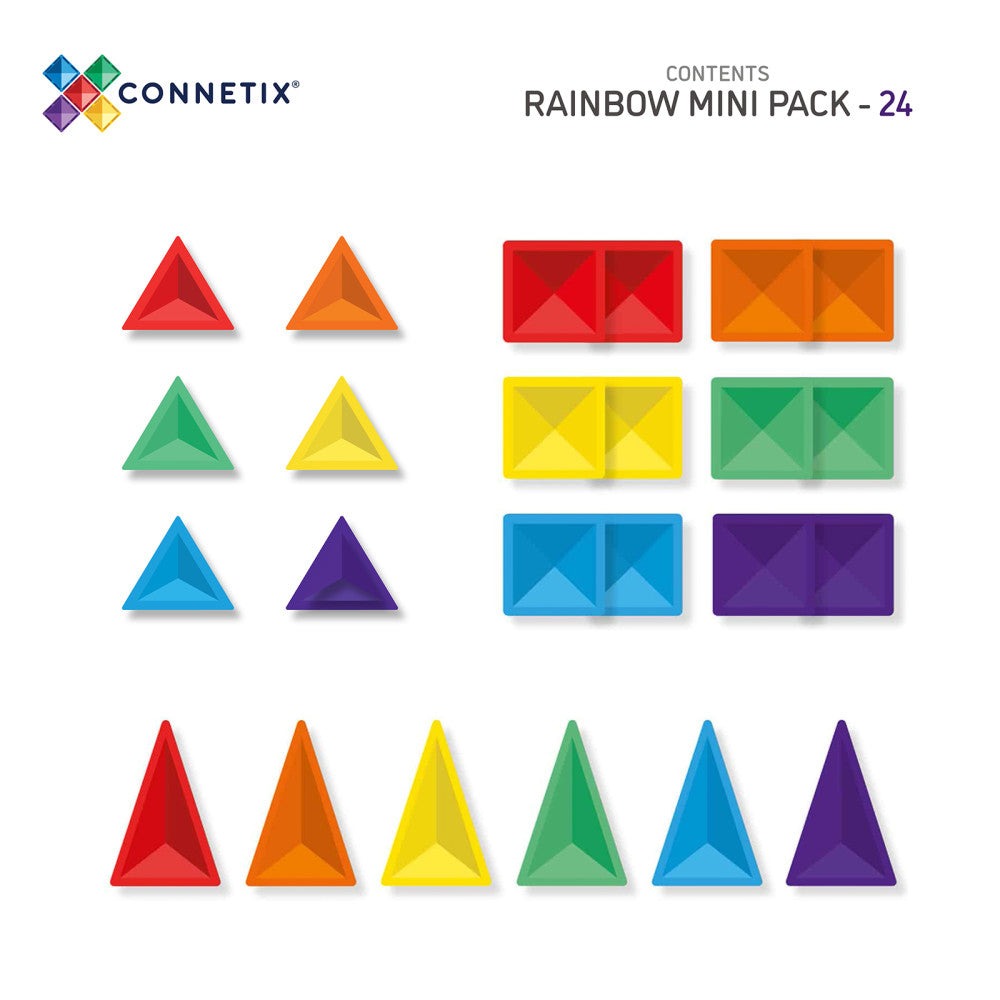 Connetix Magnetic Tiles Rainbow Mini Pack - 24 Pieces