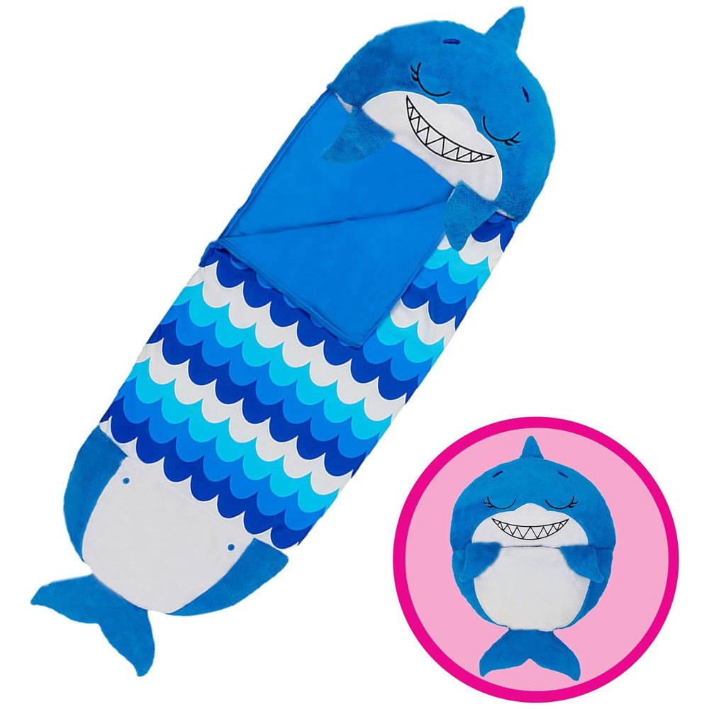 Happy Nappers Blue Shark 66 inch Plush Pillow & Sleepy Sack - Large