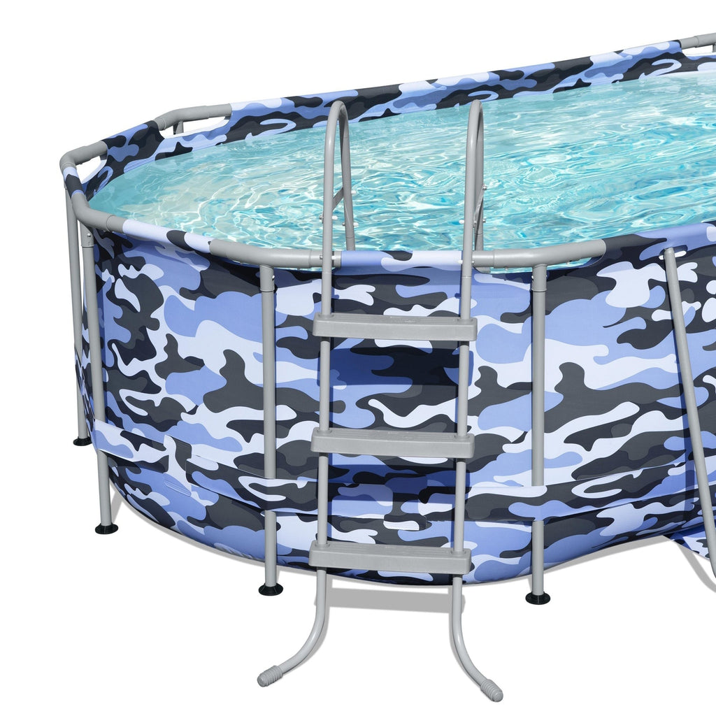 Bestway Steel Pro Max 14 Ft Oval Above Ground Pool Set With Pump, Ladder And Cover