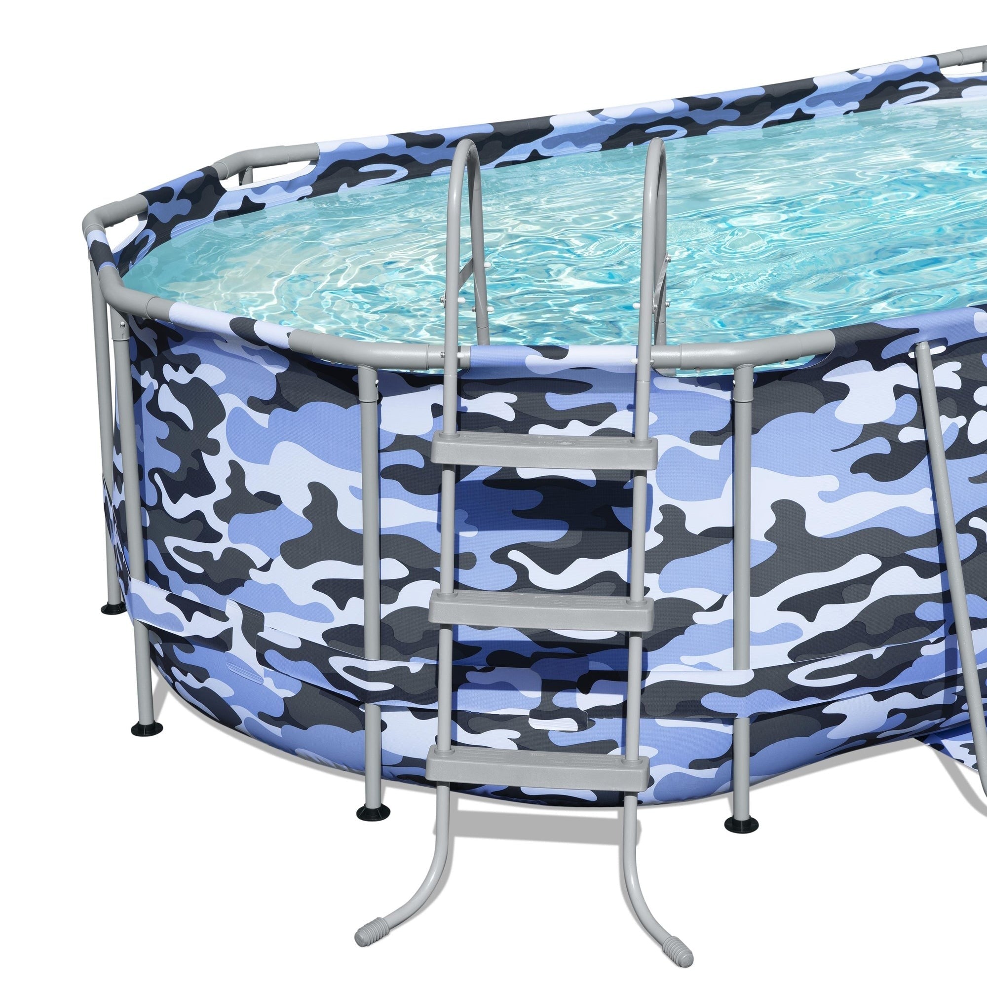 Bestway Steel Pro Max 14 Ft Oval Above Ground Pool Set With Pump, Ladder And Cover