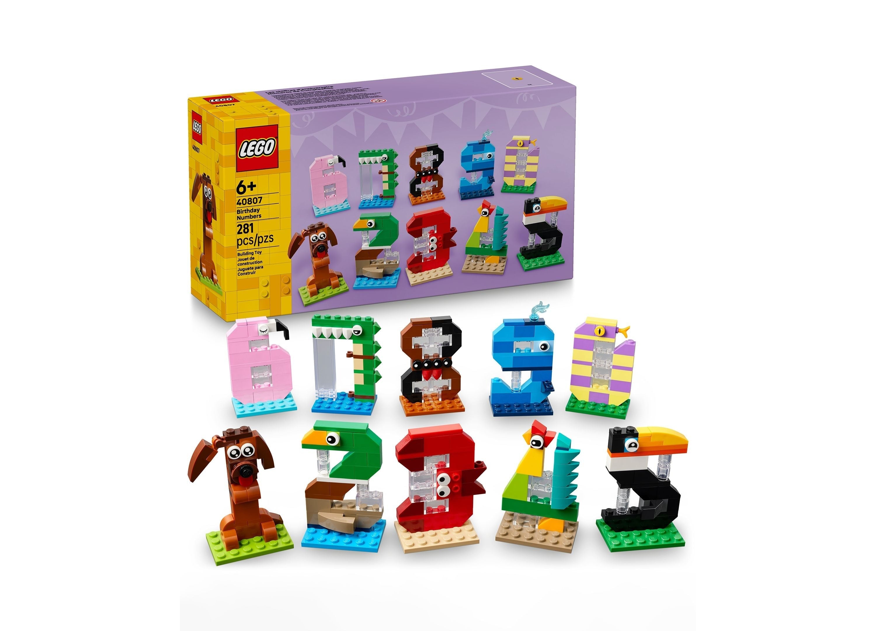 LEGO Birthday Numbers Party Decor Building Set, 281 Pieces