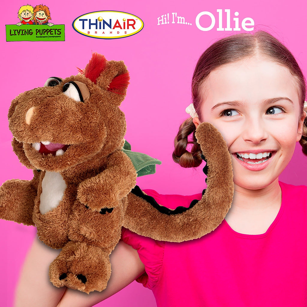 Living Puppets Ollie The Brown Dragon 14" Plush Hand Puppet
