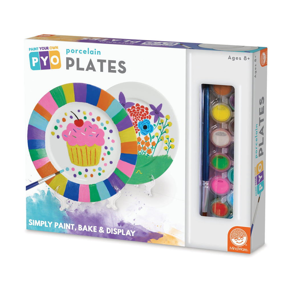 Paint Your Own Porcelain Plates Craft Kit With 12 Paints And Display Stands