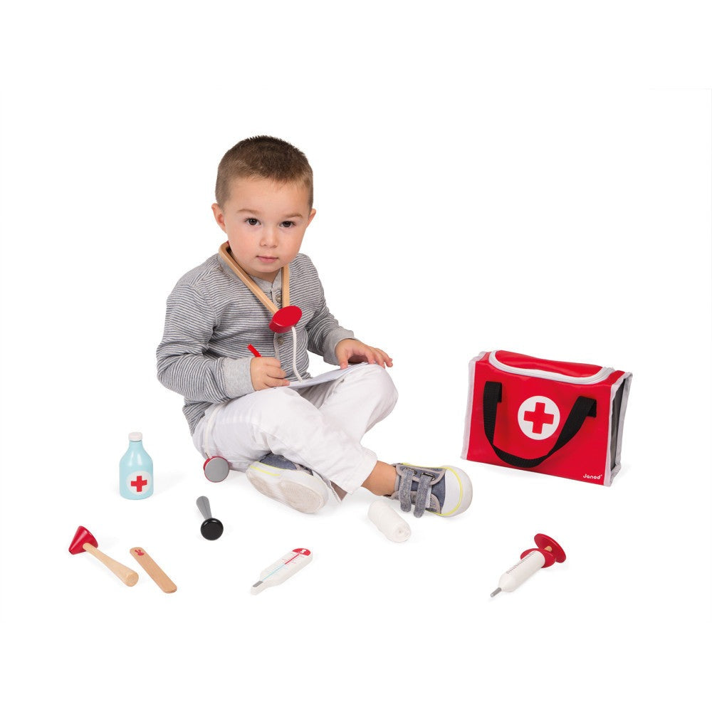 Janod 10-Piece Wooden Doctor's Suitcase Playset