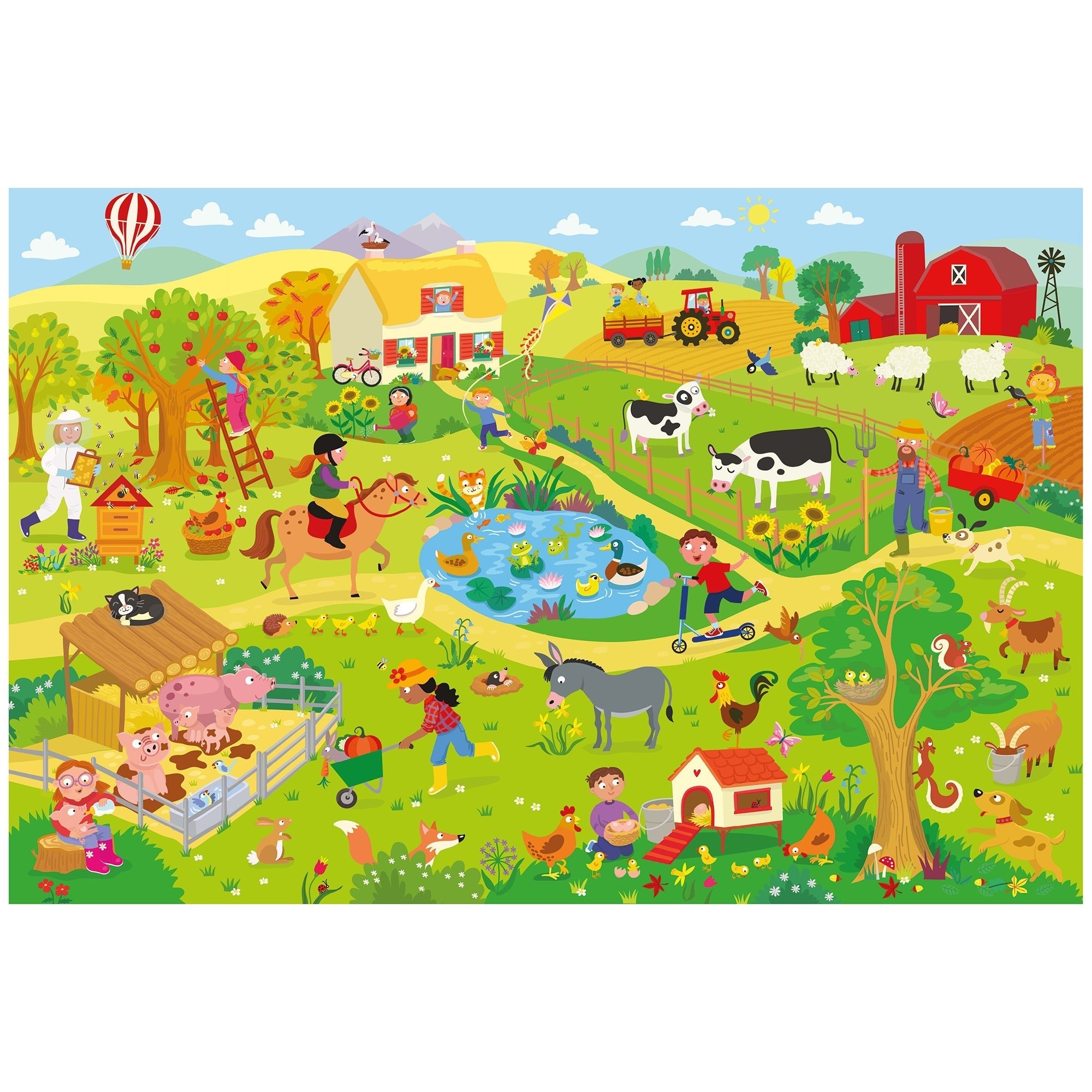 TEAMPUZZLE On the Farm 194-Piece Puzzle, 2 Difficulty Levels, 19x13"