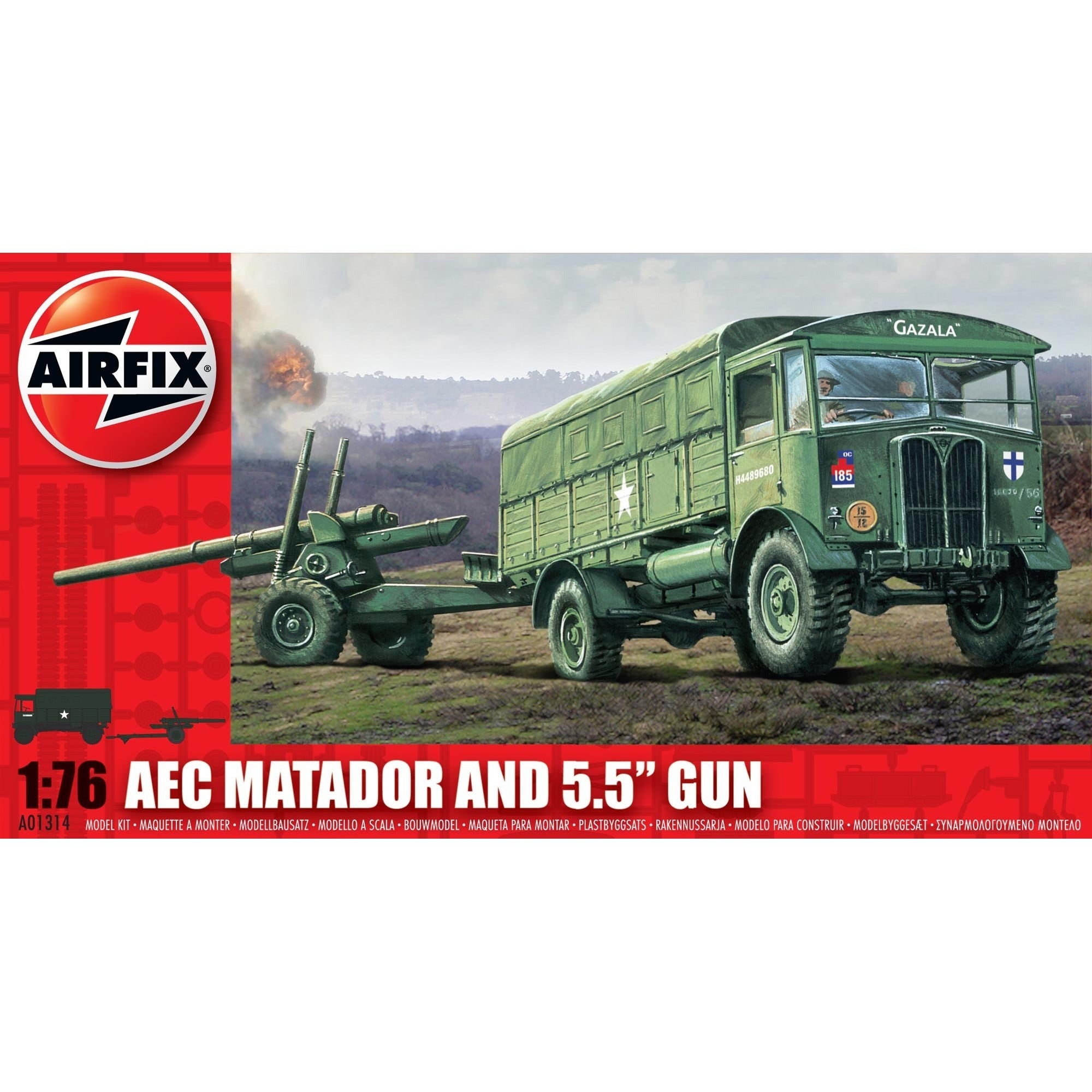 Airfix AEC Matador & 5.5'' Gun Vintage Classic Model Kit