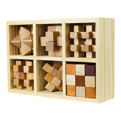 Classic Wooden MindBenders 6-Pack Puzzle Set - Intricate Brain Teasers