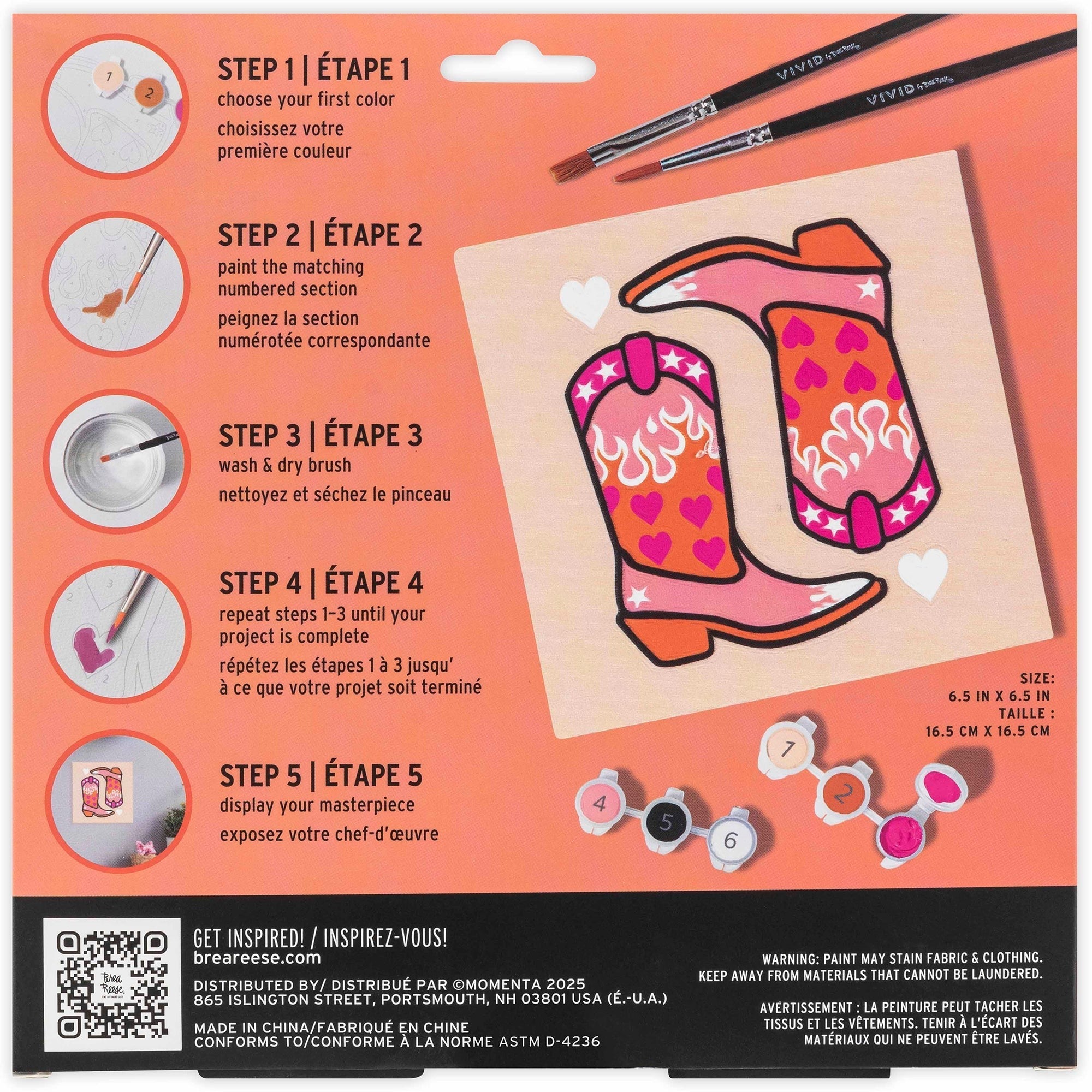 Mini Paint By Number Cowgirl Boot 6-Inch Canvas Kit