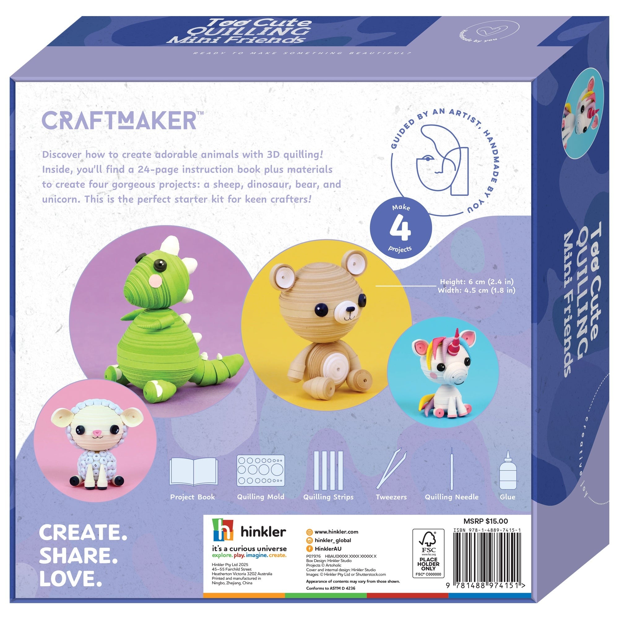 Craft Maker Too Cute Quilling Mini Friends 3D Paper Craft Kit