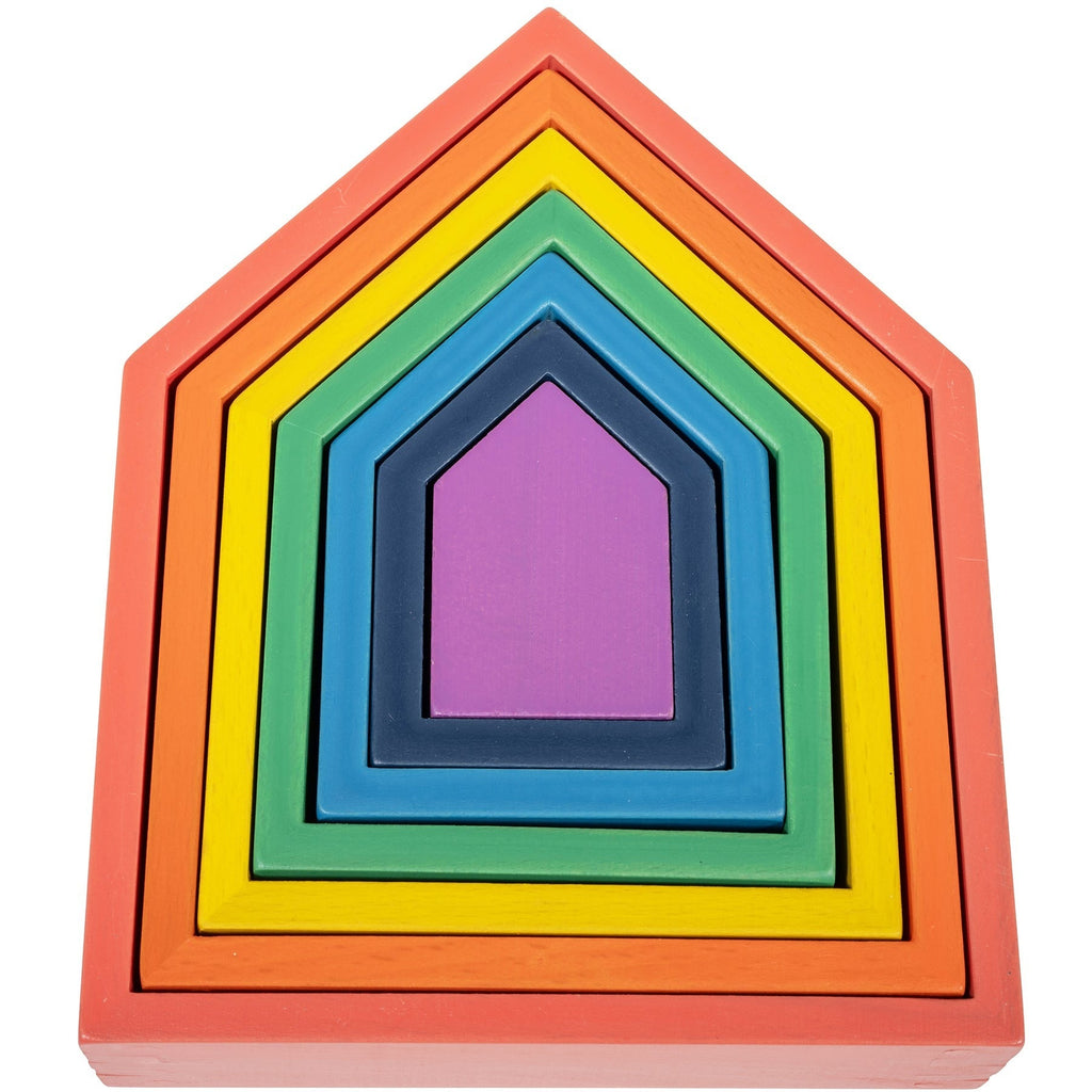 TickiT Rainbow Architect Houses - Colorful Wooden Nesting Play Set of 7