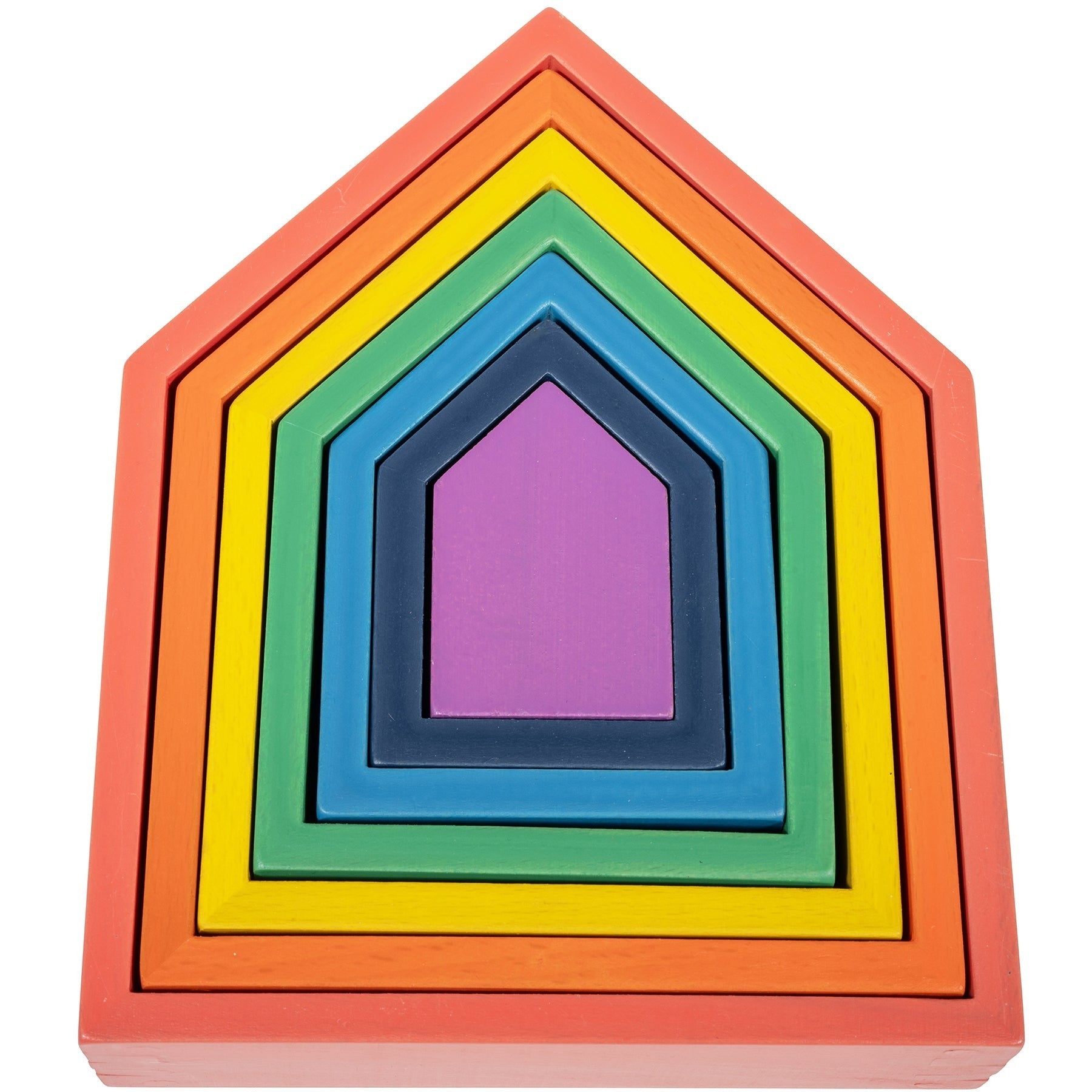TickiT Rainbow Architect Houses - Colorful Wooden Nesting Play Set of 7