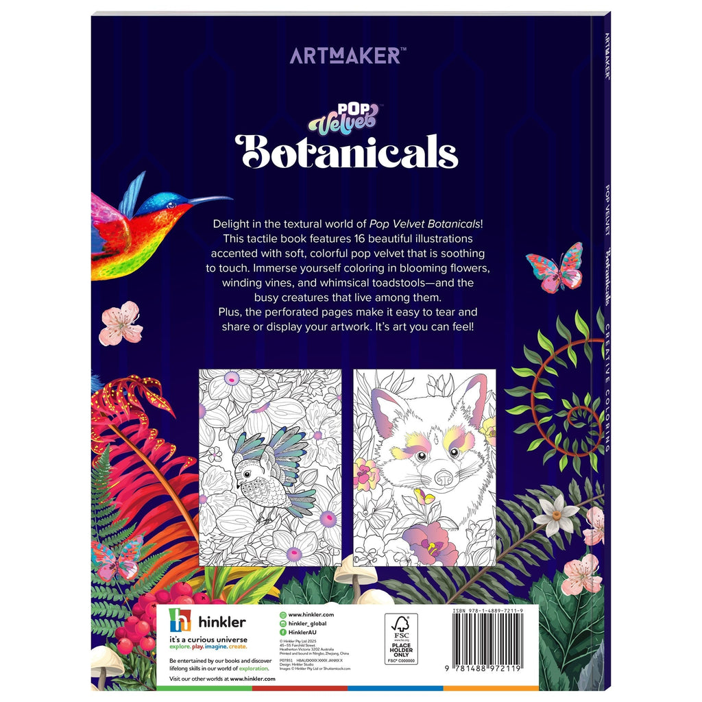 Art Maker Pop Velvet Botanicals Tactile Coloring Book