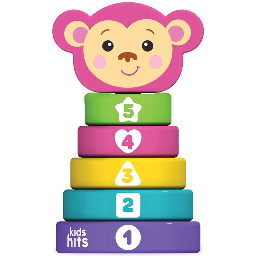 Kids Hits Stack & Play Monkey Wooden Stacking Ring Toy With Numbers