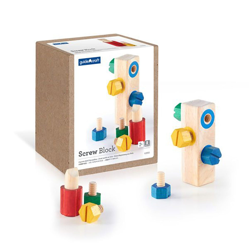 Guidecraft Screw BlockTM - Colorful Fine Motor Skill Enhancer - 8 Pieces