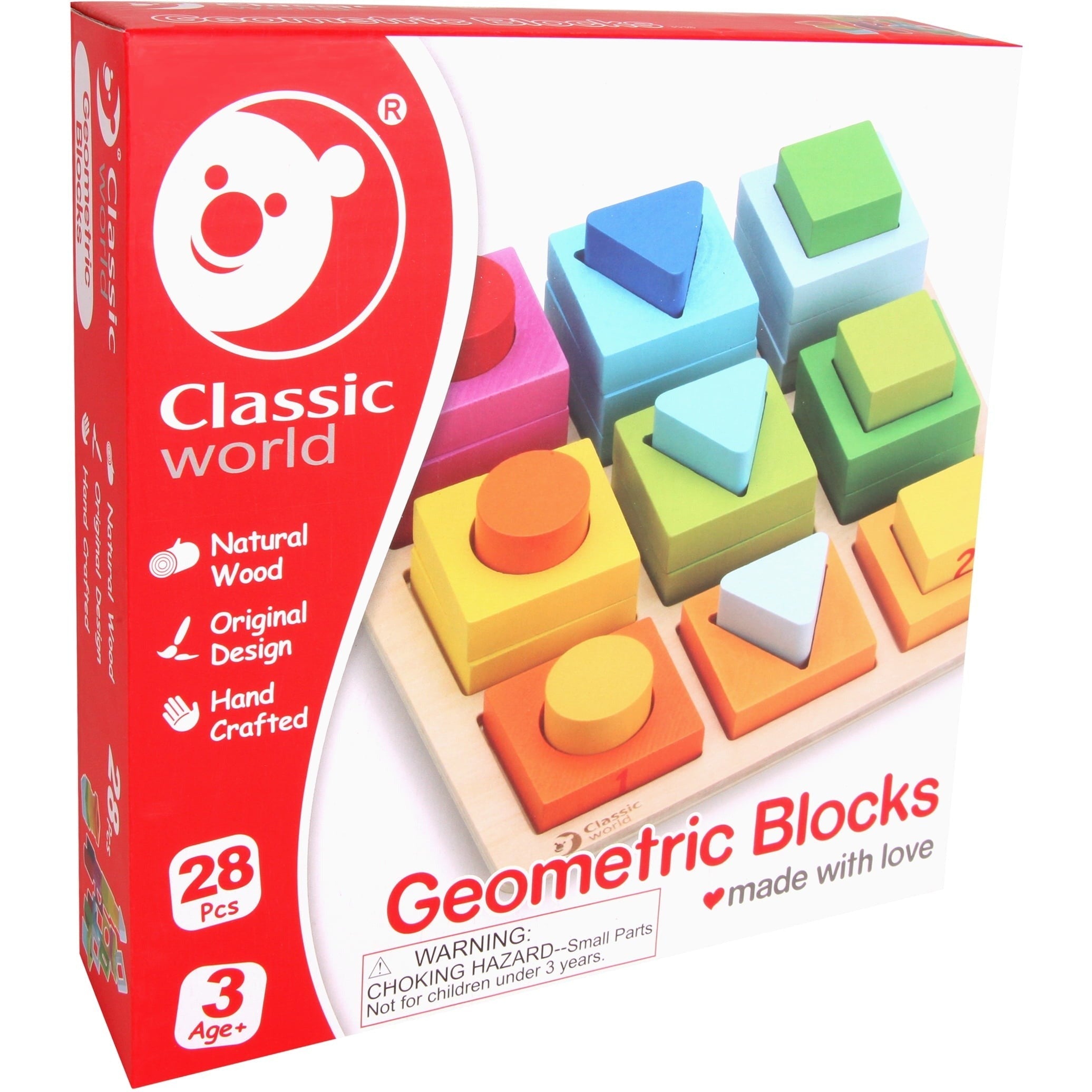 Classic World Geometric Blocks Set - Multicolor Educational Toy