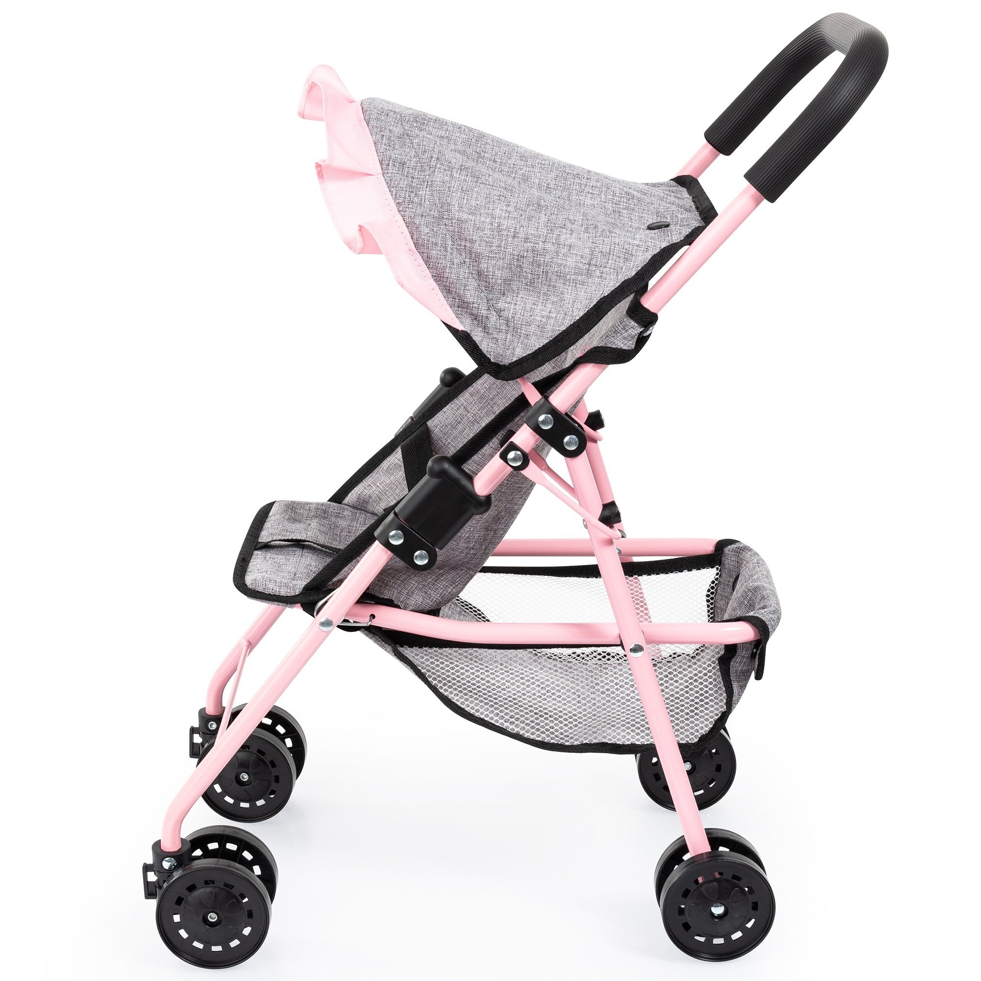 Bayer Design Doll Buggy - Play Stroller, Grey with Pink Butterfly Motif