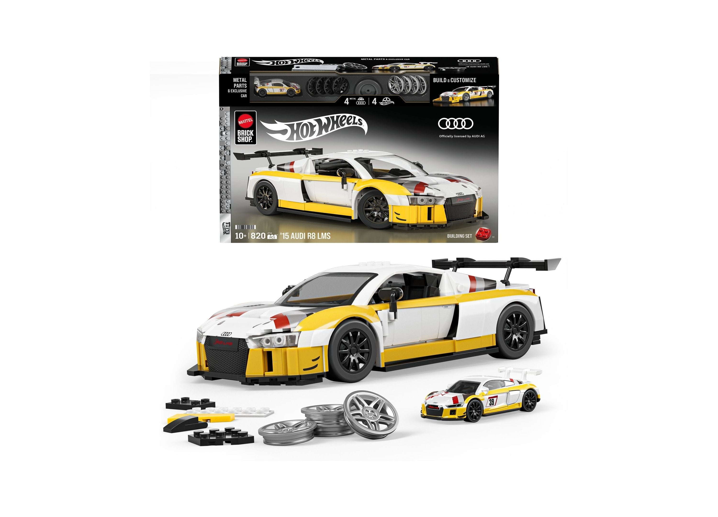 Mattel Brick Shop Hot Wheels '15 Audi R8 LMS Building Kit, 820 Pieces