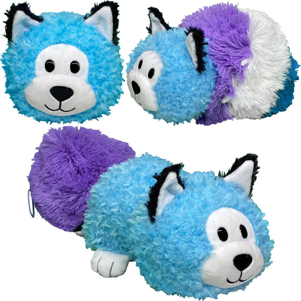 FlipaZoo Magic Tails 2-in-1 Plush - Transforming Purple Cat to Blue Husky