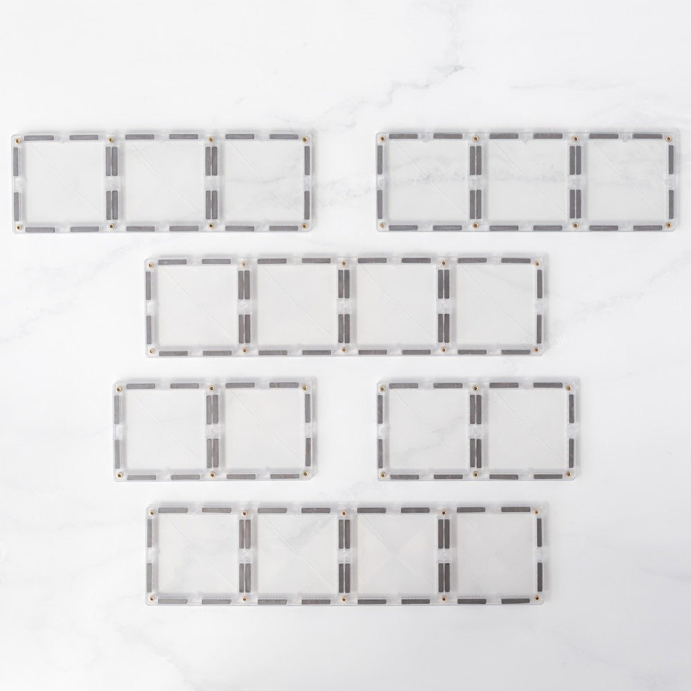 Connetix Magnetic Tiles Clear Rectangle Pack, 12-Piece Set