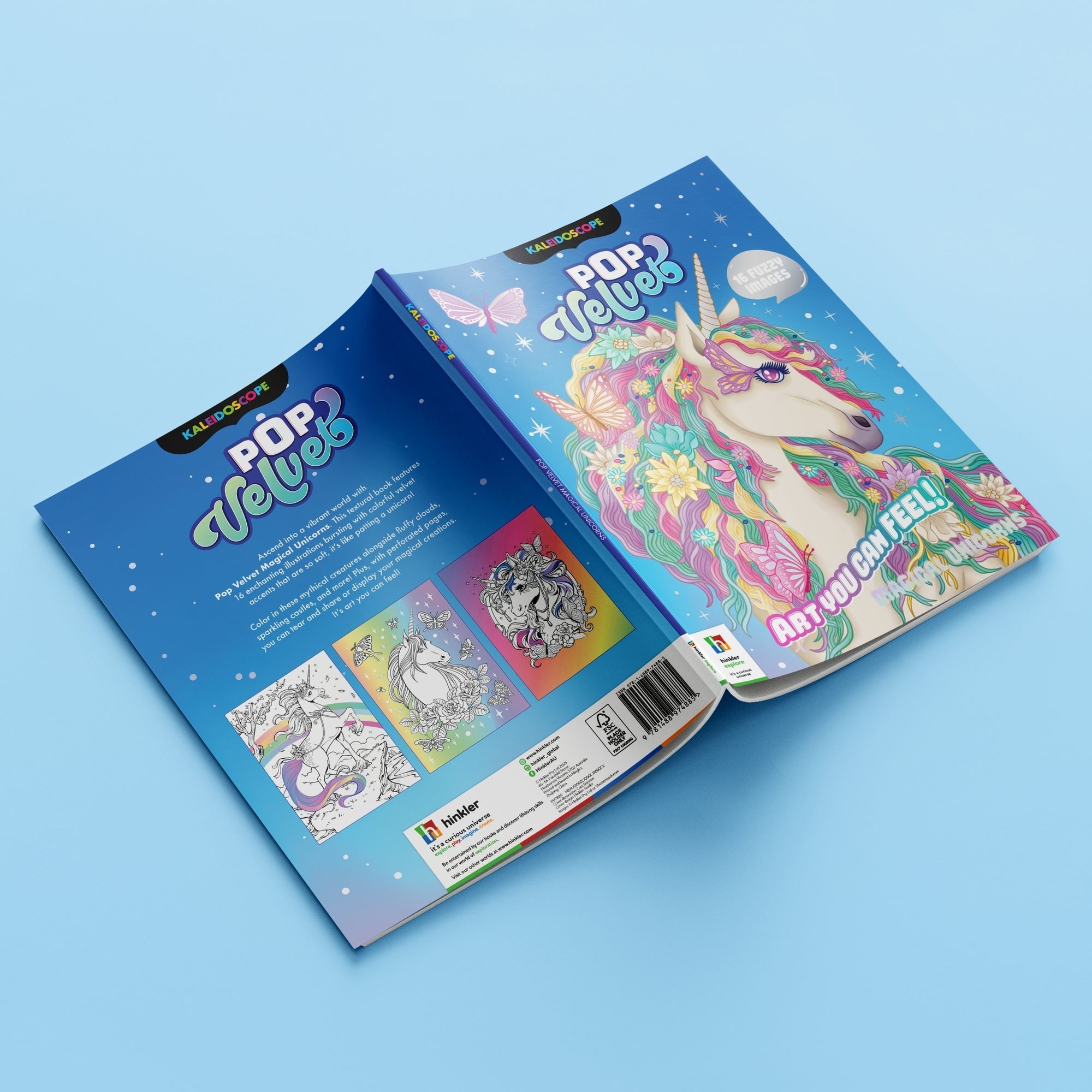 Kaleidoscope Pop Velvet Coloring Book - Magical Unicorns 32-Page