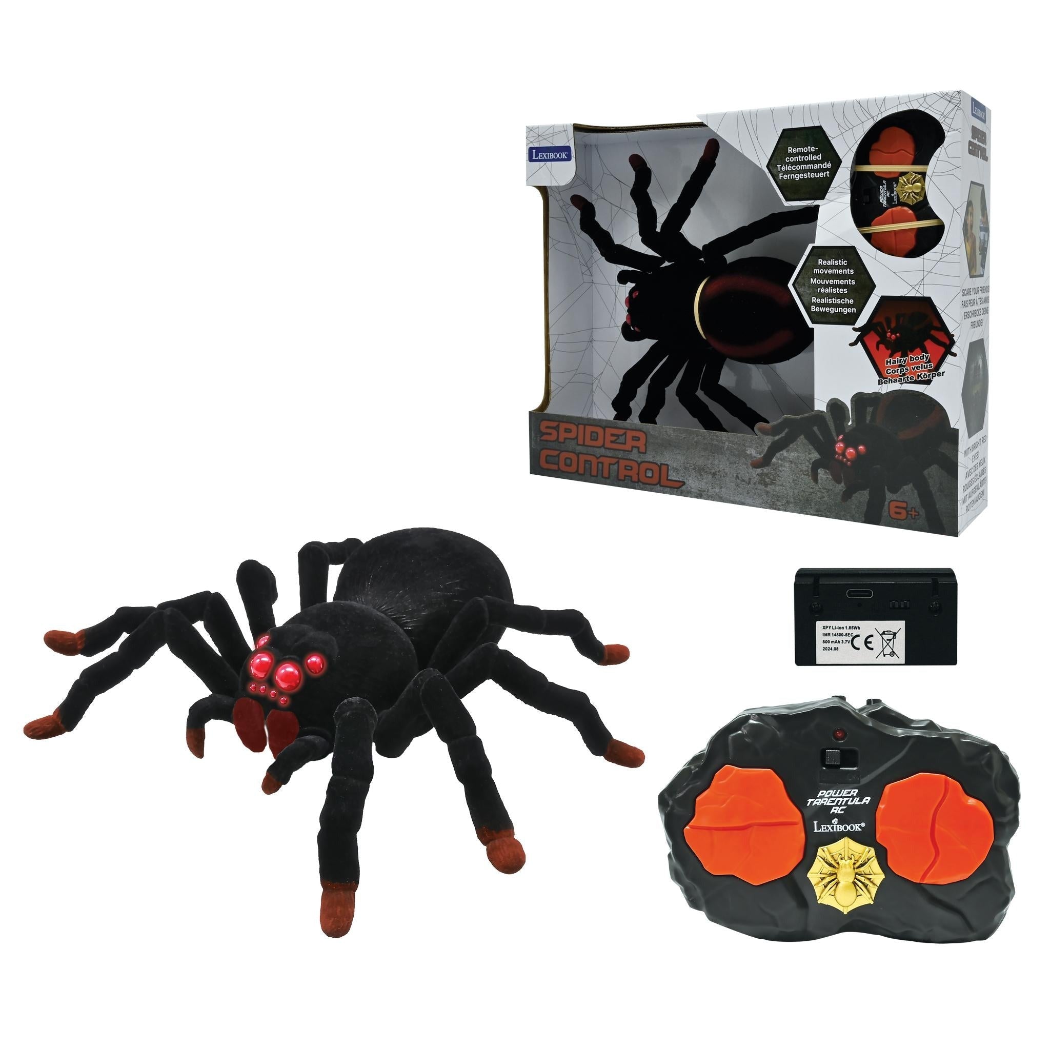 Lexibook Realistic Tarantula - Remote Controlled Spider with Light Effects - Black