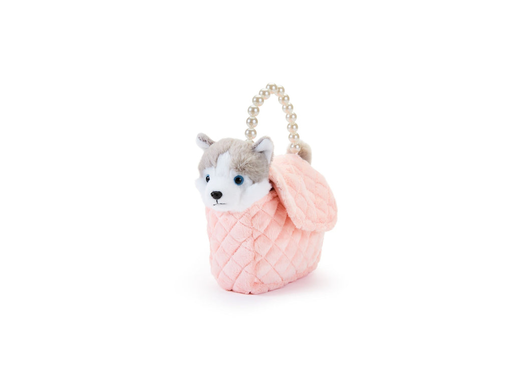 Geoffrey's Toy Box Fancy Pets 6" Plush Husky with Quilted Purse