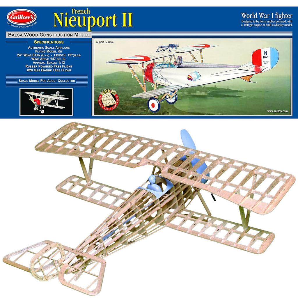 Guillow's Nieuport II WWI Fighter Plane Laser-Cut Balsa Wood Model Kit