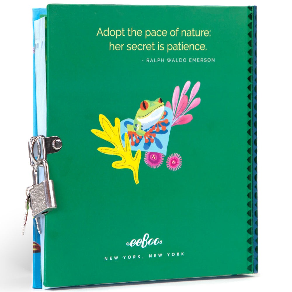 eeBoo Rainforest Animals Foiled Locking Journal - Kids Diary