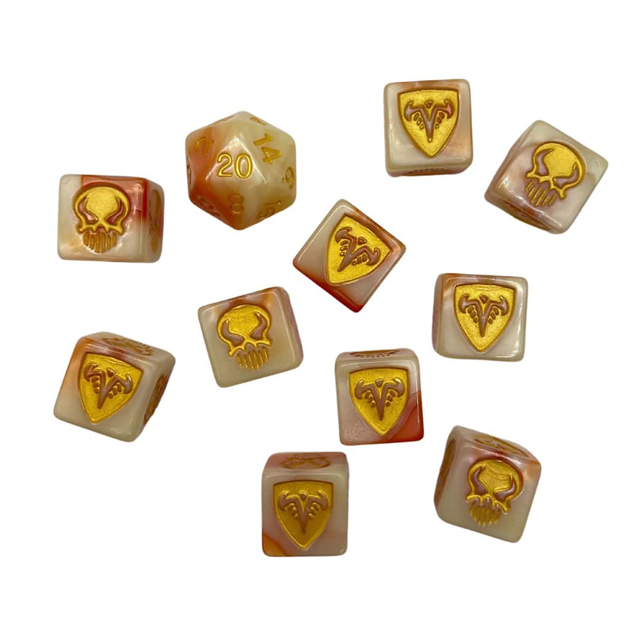 Heroscape Valhalla Dice Tray Collector's Set With 10 Combat Dice And 20-Sided Die