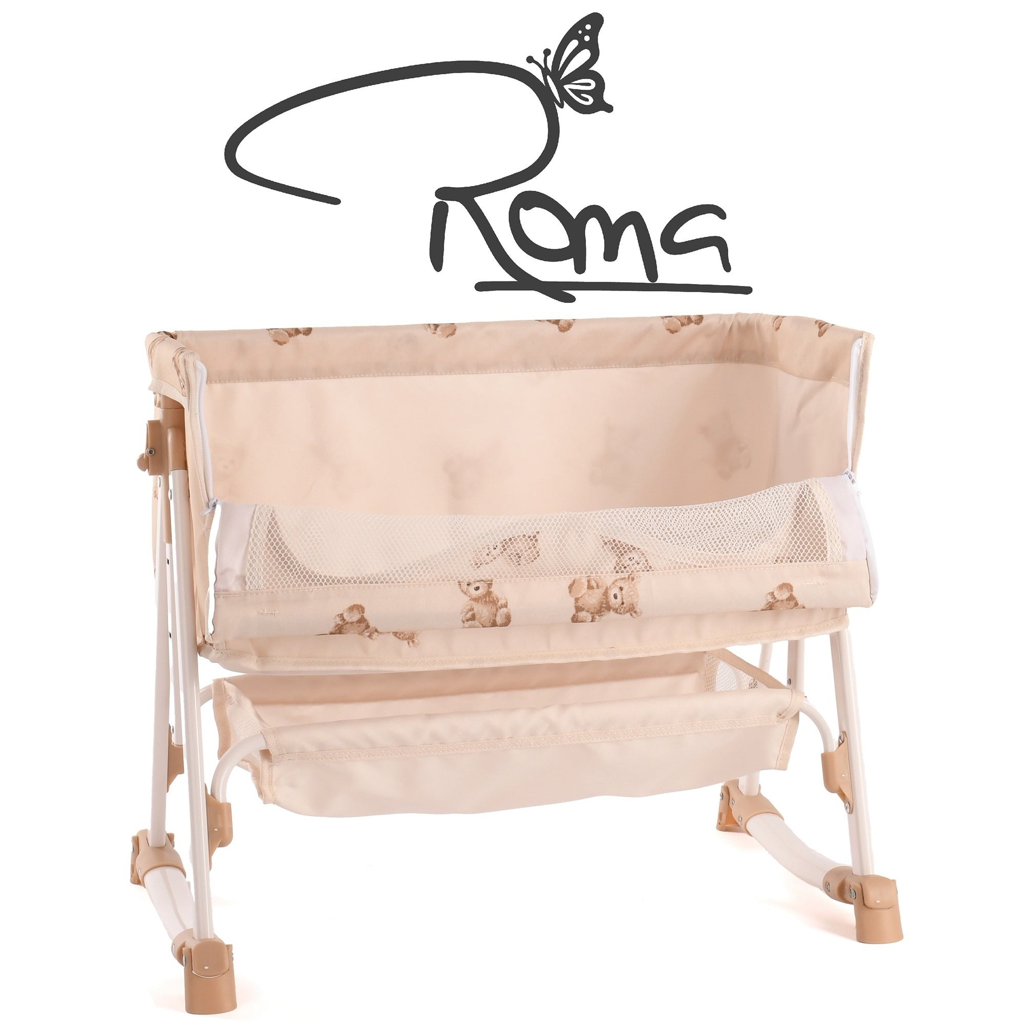 Roma Teddy Bedside Crib Doll Accessory With Adjustable Height