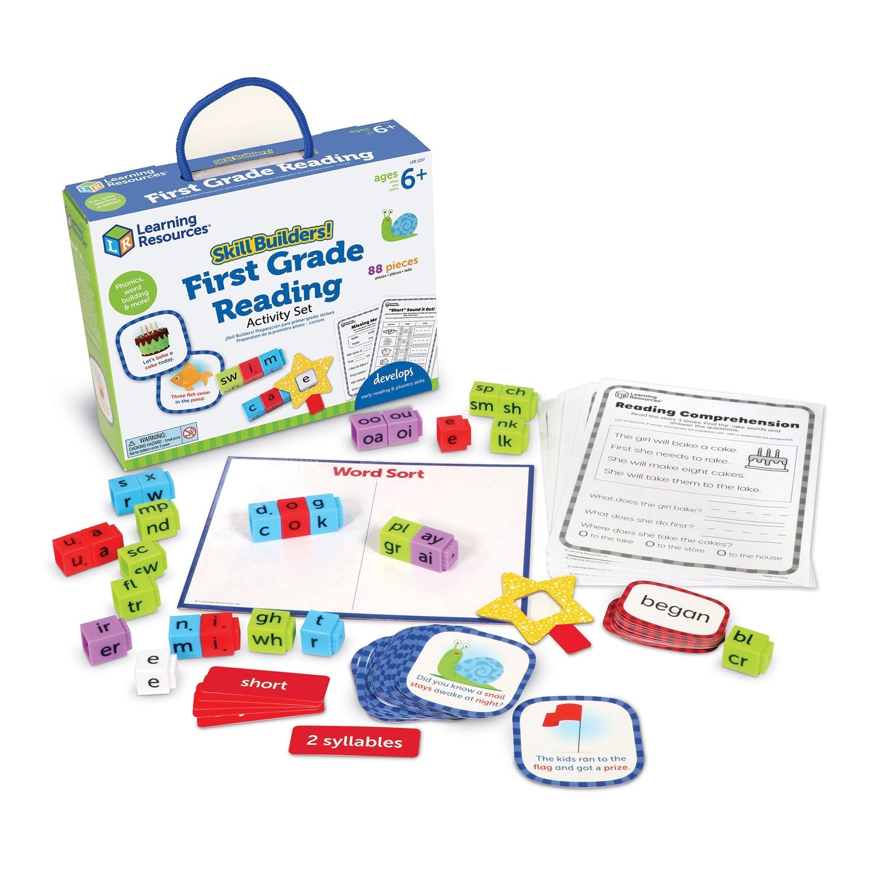 Learning Resources Skill Builders! 1st Grade Activities - 3-Pack Bundle for Reading, Math, and Shapes