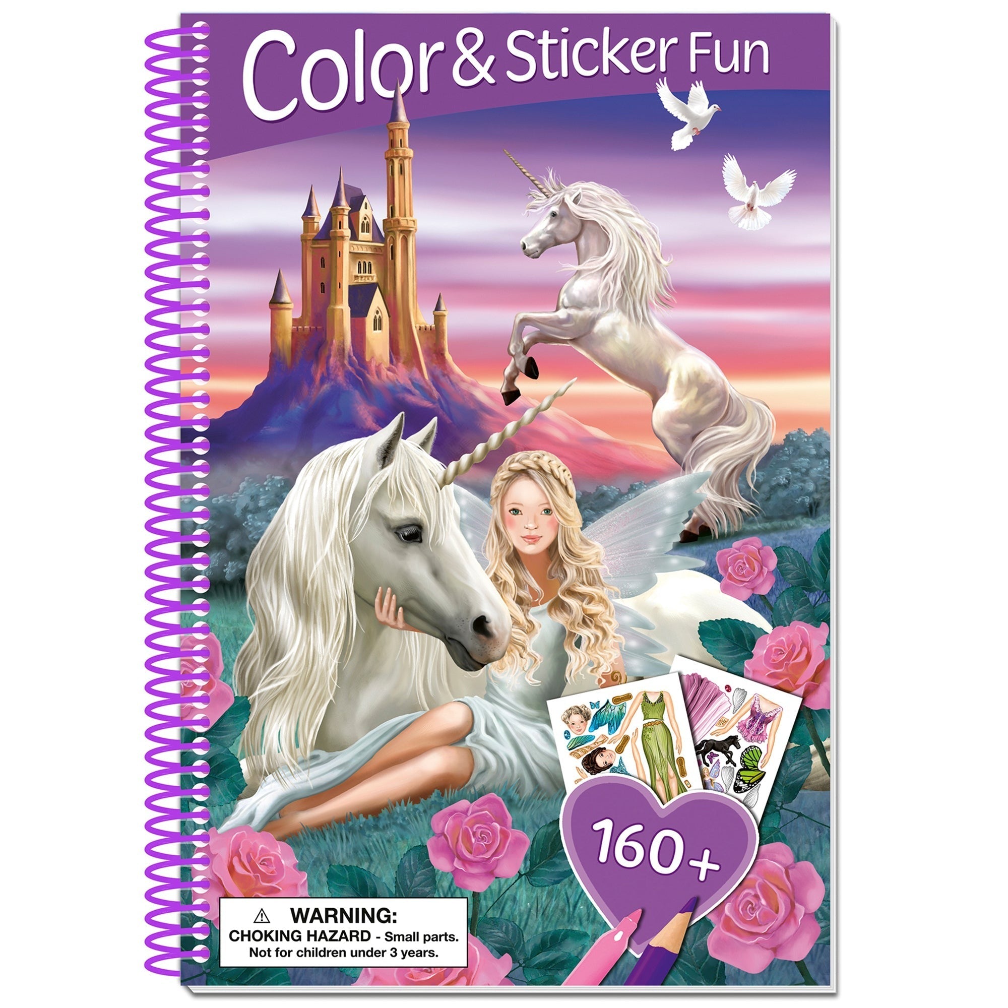 Book 'N' App Elves Color & Sticker Fun Book with 160+ Reusable Stickers, 3D Cover