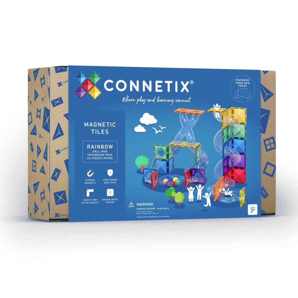 Connetix Rainbow Ball Run Magnetic Tiles Expansion Pack - 66 Pieces