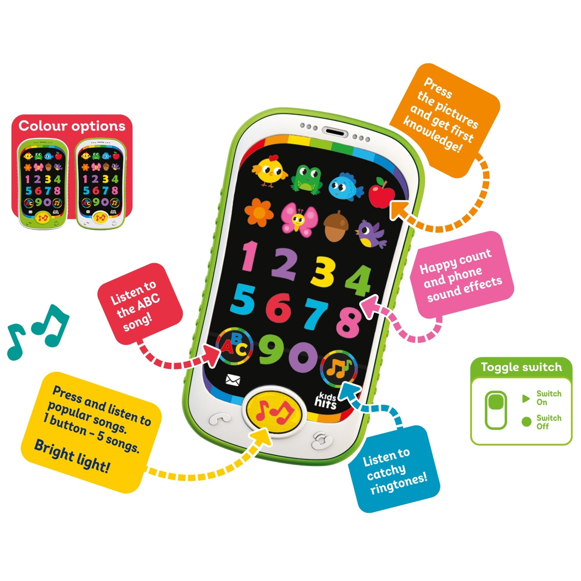 Kids Hits Smart Phone Counting Fun Interactive Educational Toy With Lights, Sounds & Songs