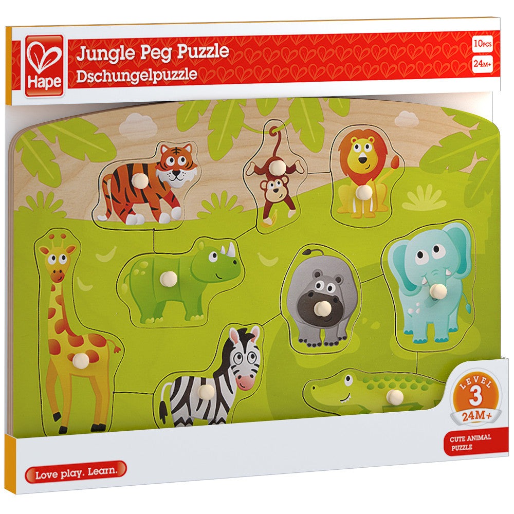 Hape Jungle Adventure 10pc Wooden Peg Puzzle