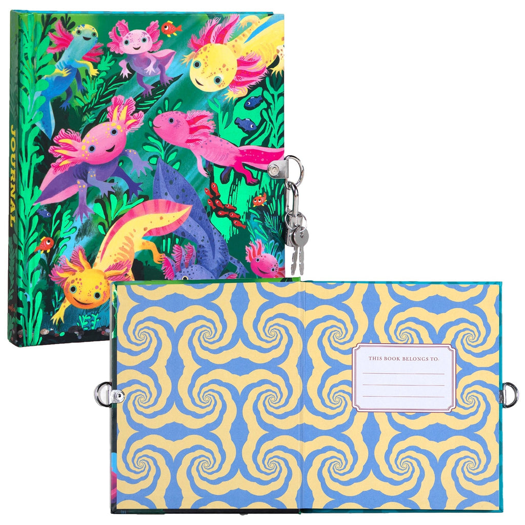 Whimsical Axolotl Hardcover Journal - Colorful Underwater Adventure