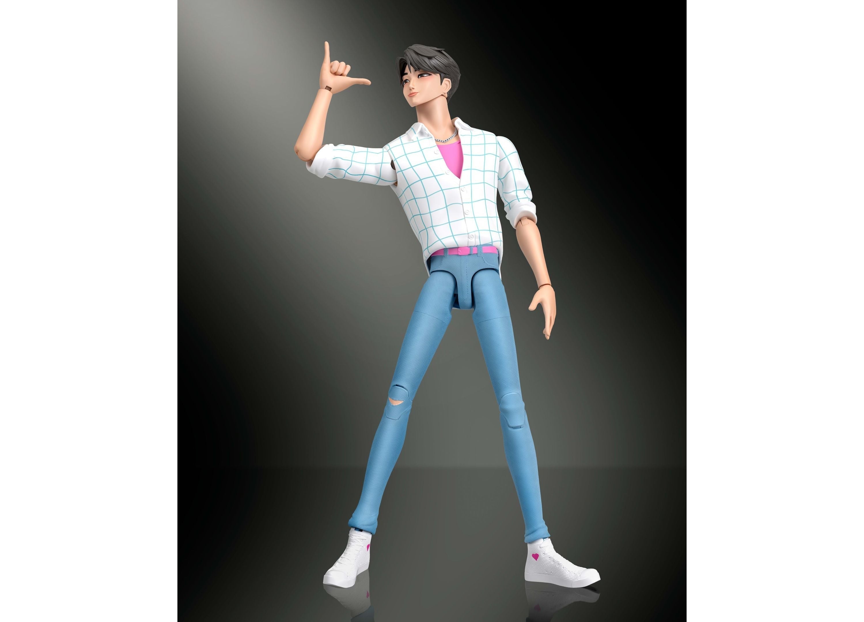 KPop Demon Hunters Jinu 6.7-Inch Action Figure with Interchangeable Hands and Faces