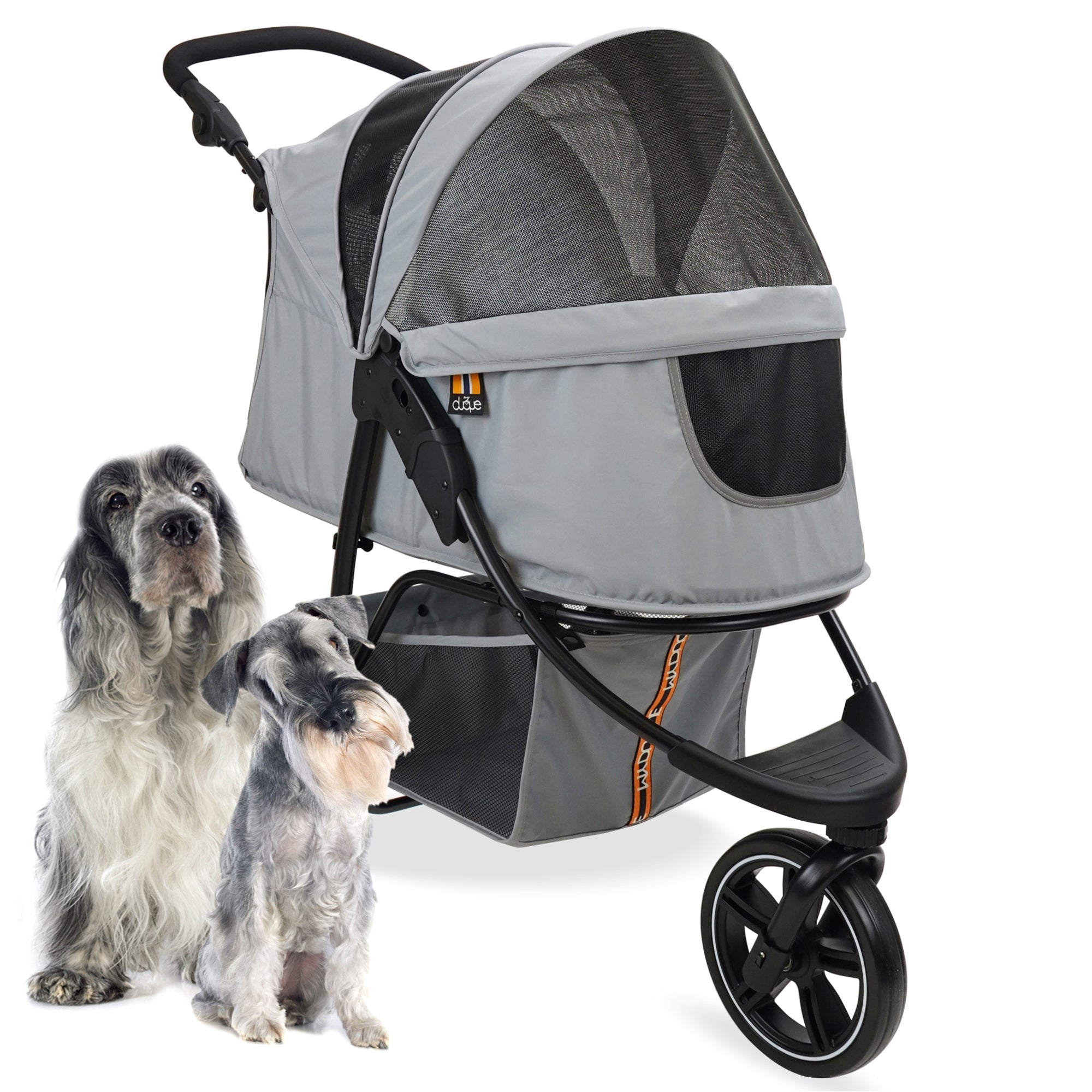 My Duque Cooper Dog Stroller 3-Wheeler - Grey - Pets Up to 33 Lbs