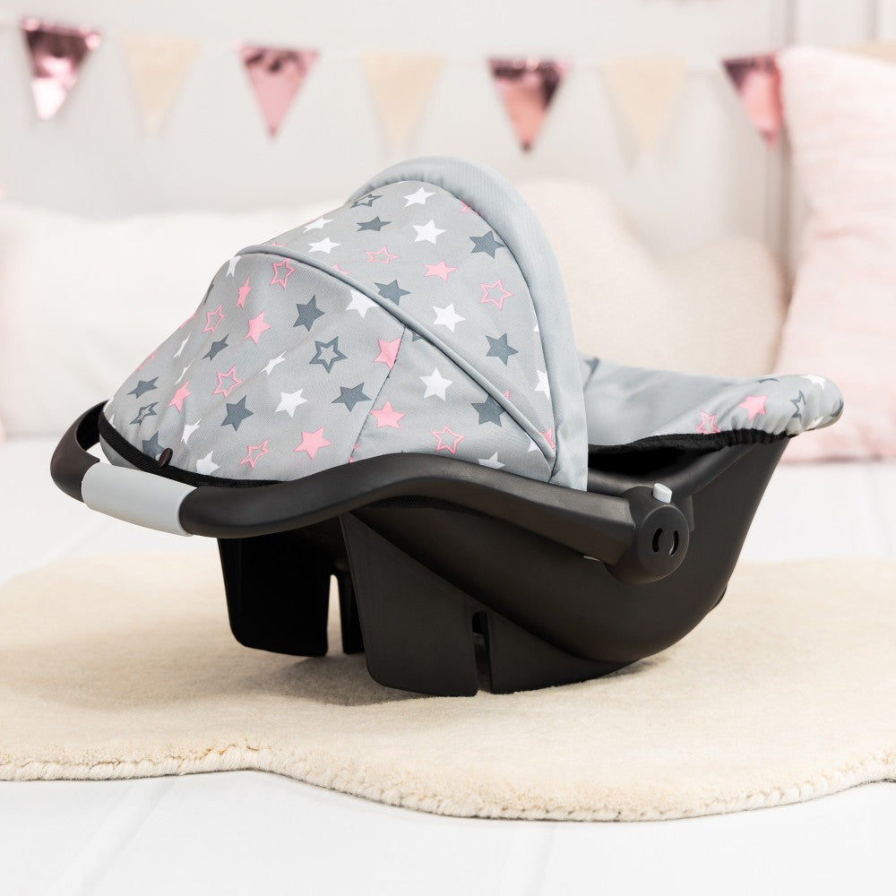 Bayer Design Deluxe Doll Car Seat, Grey with Pink Stars for 18" Dolls