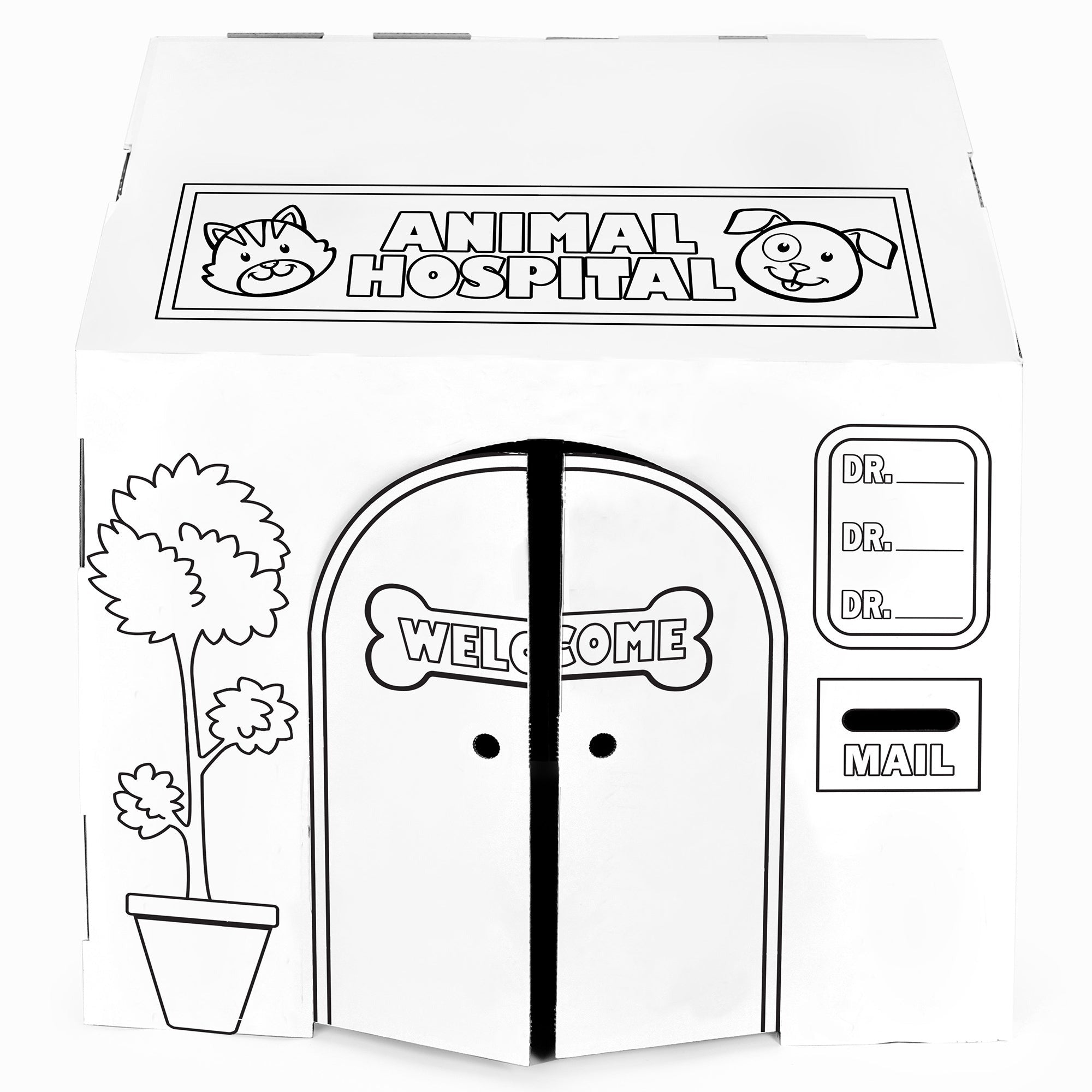 Easy Playhouse Animal Hospital DIY Cardboard Craft Playhouse