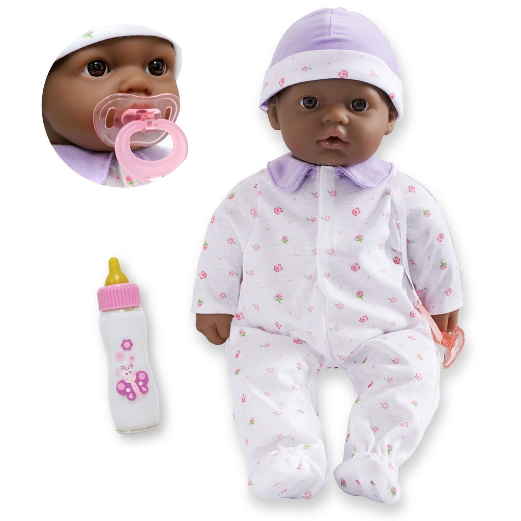 JC Toys La Baby Soft 16-Inch Doll with Purple Sleeper and Pacifier