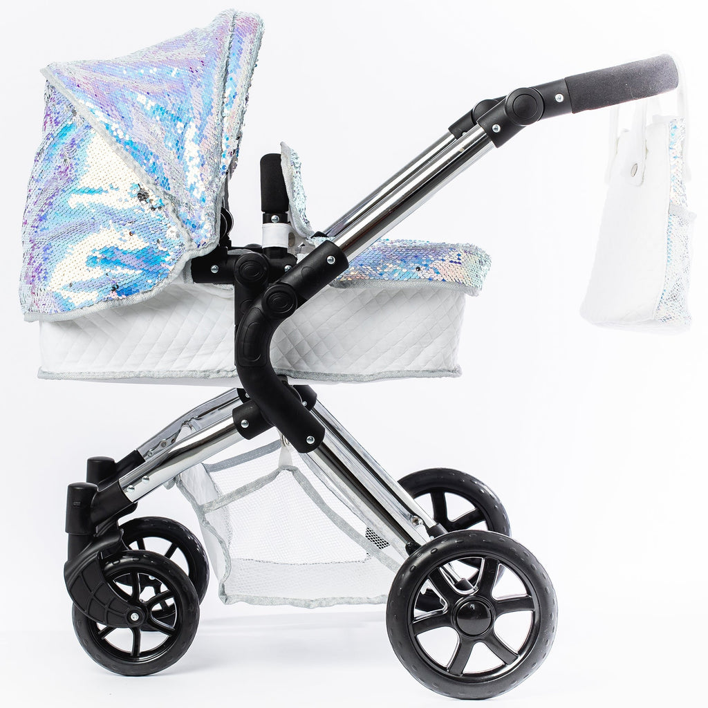 Roma Polly Doll Pram 2-In-1 Convertible Silver Mermaid