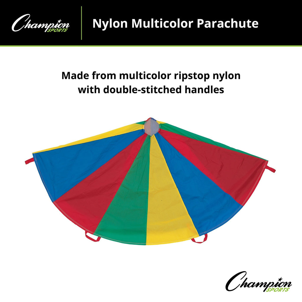 Champion Sports Giant Rainbow Parachute with 20 Handles, 24' Diameter