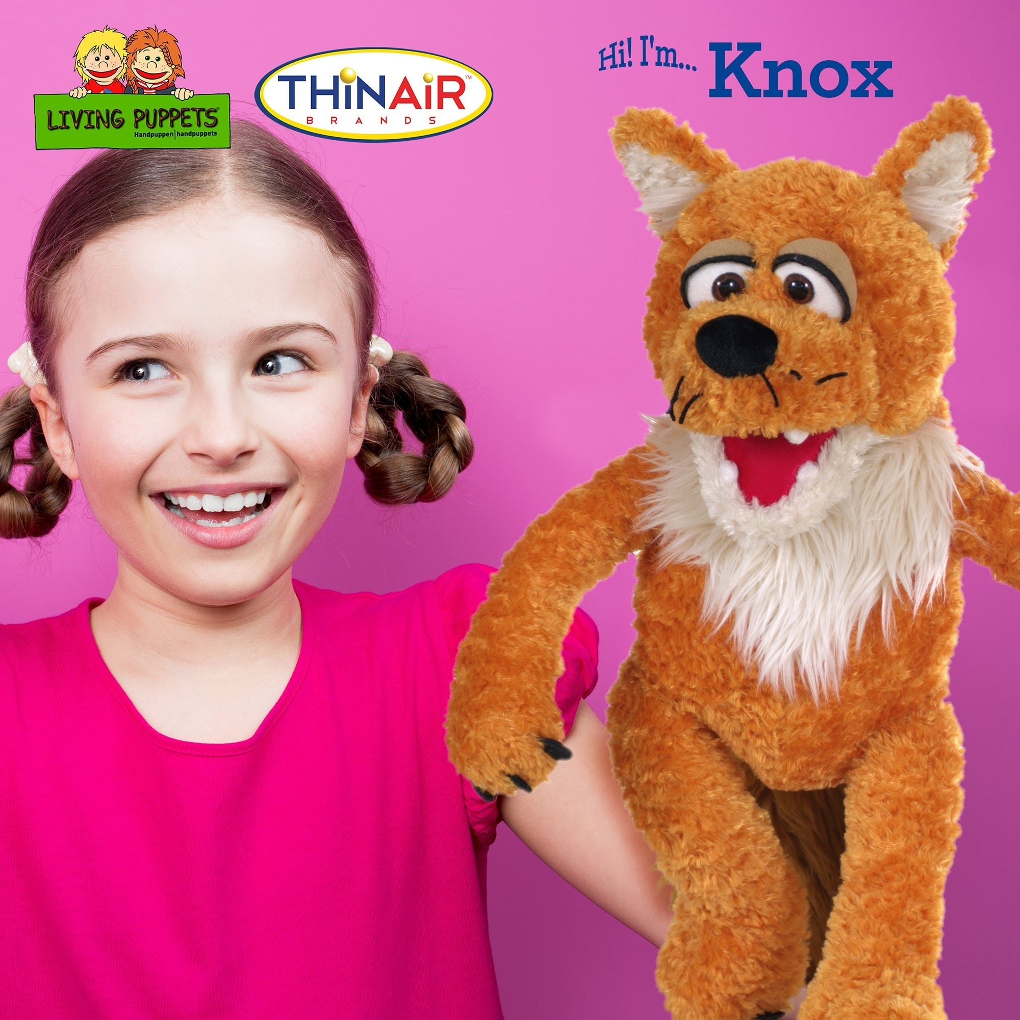 Living Puppets Knox The Orange Fox 17-Inch Handmade Plush Puppet