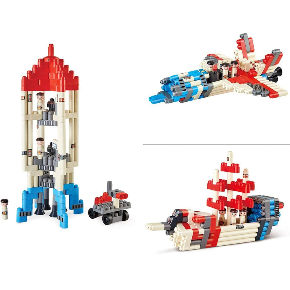 Hape PolyM Adventure Rocket 138-Piece Set - Red/Blue/White