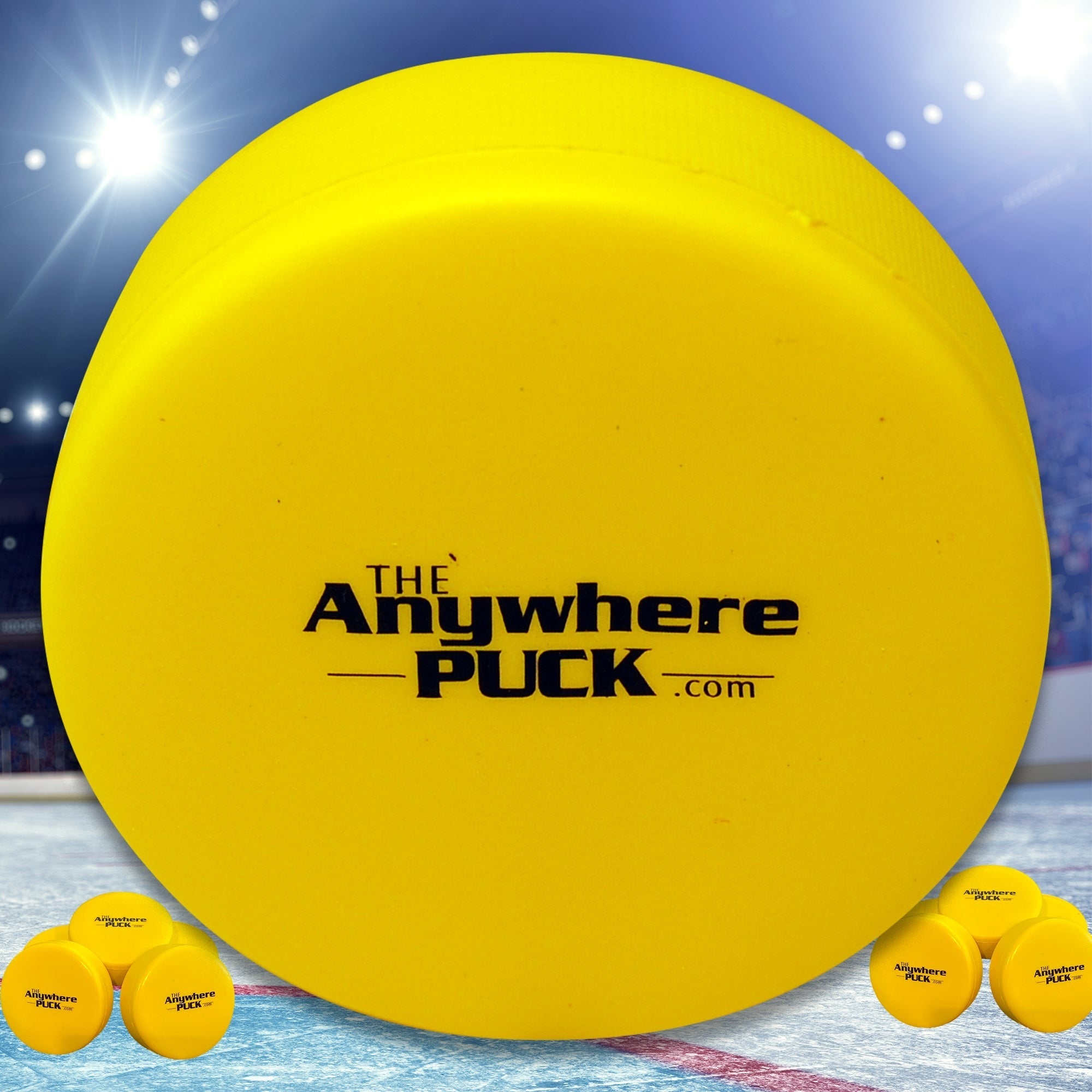 Anywhere Sports The Anywhere Puck 6-Pack Yellow Foam Hockey Training Set for Kids
