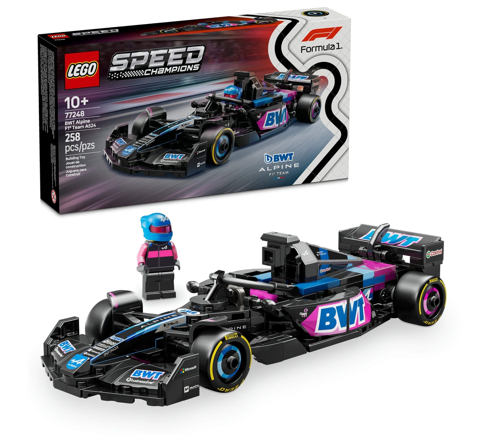 LEGO Speed Champions BWT Alpine F1 Team A524 Race Car Building Set - 258 Pieces