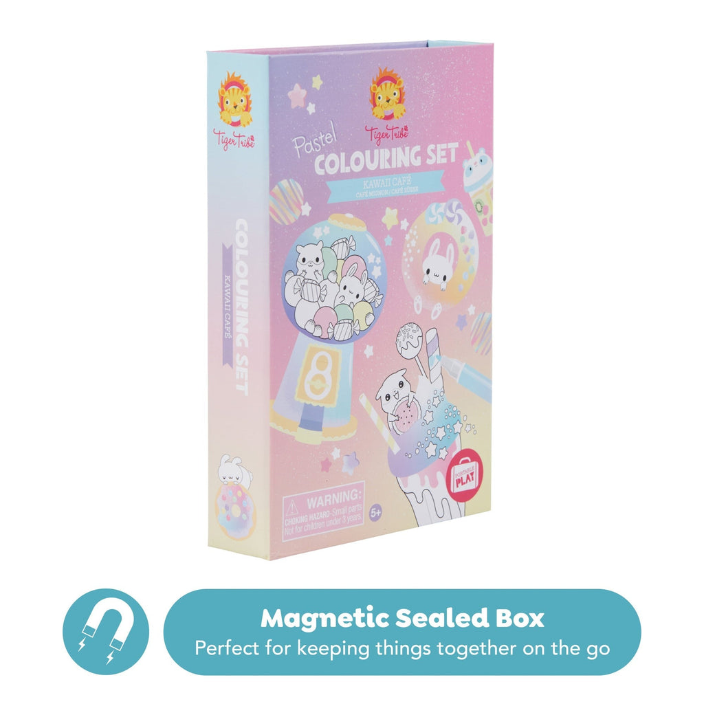 Tiger Tribe Kawaii Café Pastel Coloring Set - Activity Kit for Kids